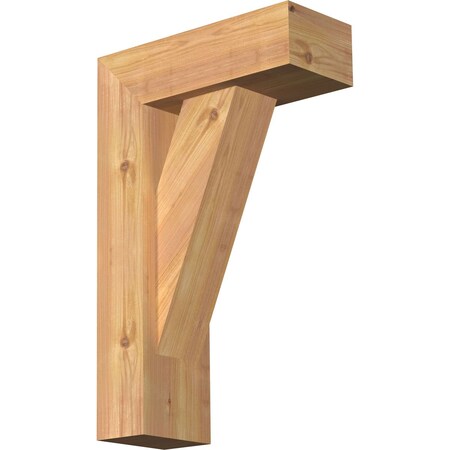 Traditional Block Smooth Bracket W/ Offset Brace, Western Red Cedar, 5 1/2W X 14D X 22H